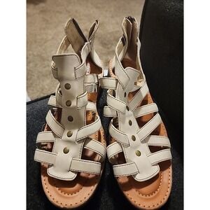 CAT Teshie "Warm Sand" Leather Zip Back Sandals Size 10 Women